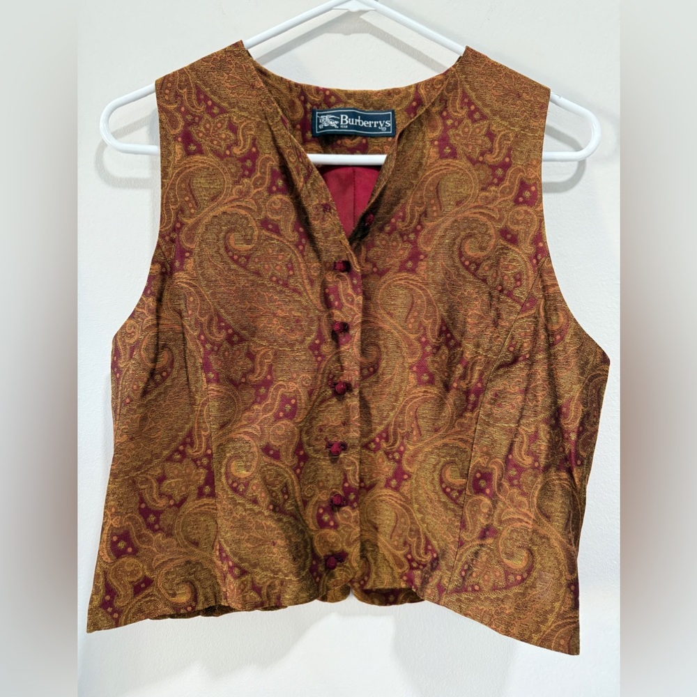 Vintage Burberry Paisley Vest. Size medium - Picture 4 of 7